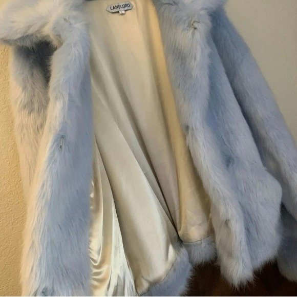 LANDLORD BABY BLUE FAUX FUR JACKET COAT L OVERSIZED FITS XXL - Picture 6 of 8